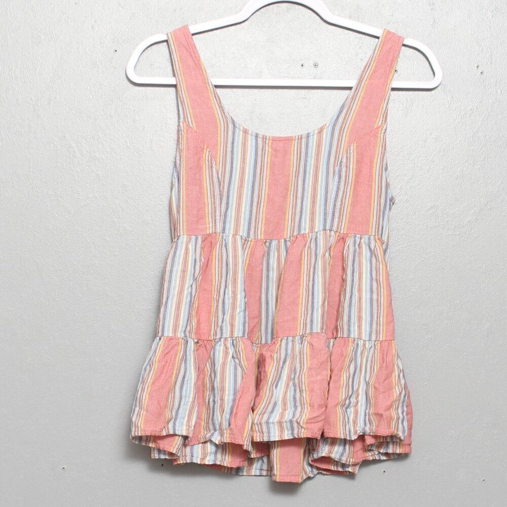American Eagle striped linen viscose blend babydoll tank blouse